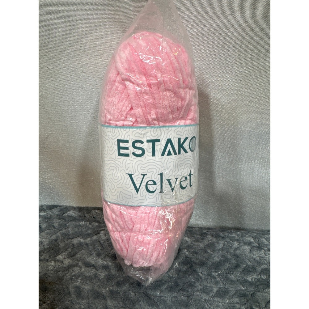Estako Velvet Pink Chenille Yarn 100g 120m 100% Polyester Made in Turkey Plush